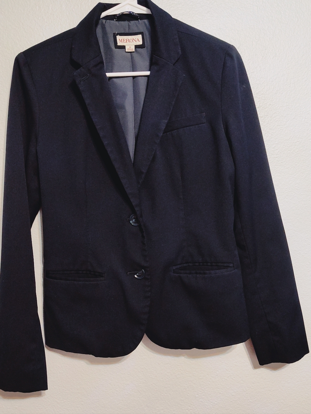 Merona Navy Blue Single-Breasted Women's Blazer Suit Jacket Size 6